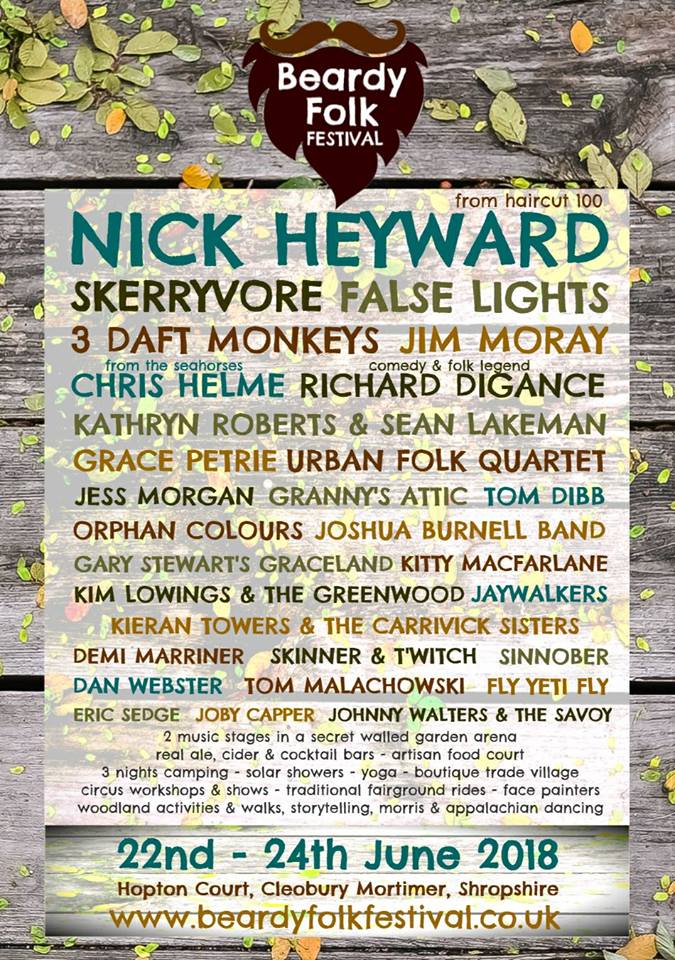 Beardy Folk Festival 2018 Line Up Poster