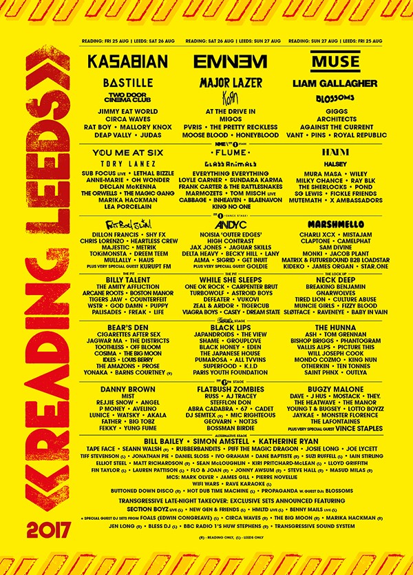 Leeds & Reading Festival 2017 line up